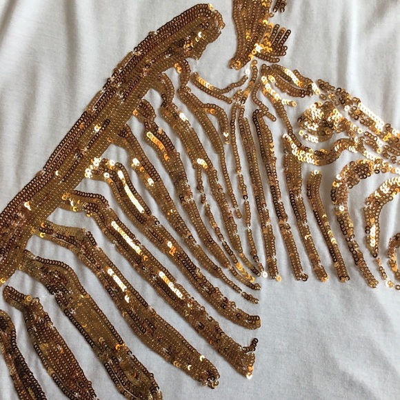 Milly Cabana White with Gold Sequined Zebra Racerback Tank Top Size Small - Picture 7 of 8